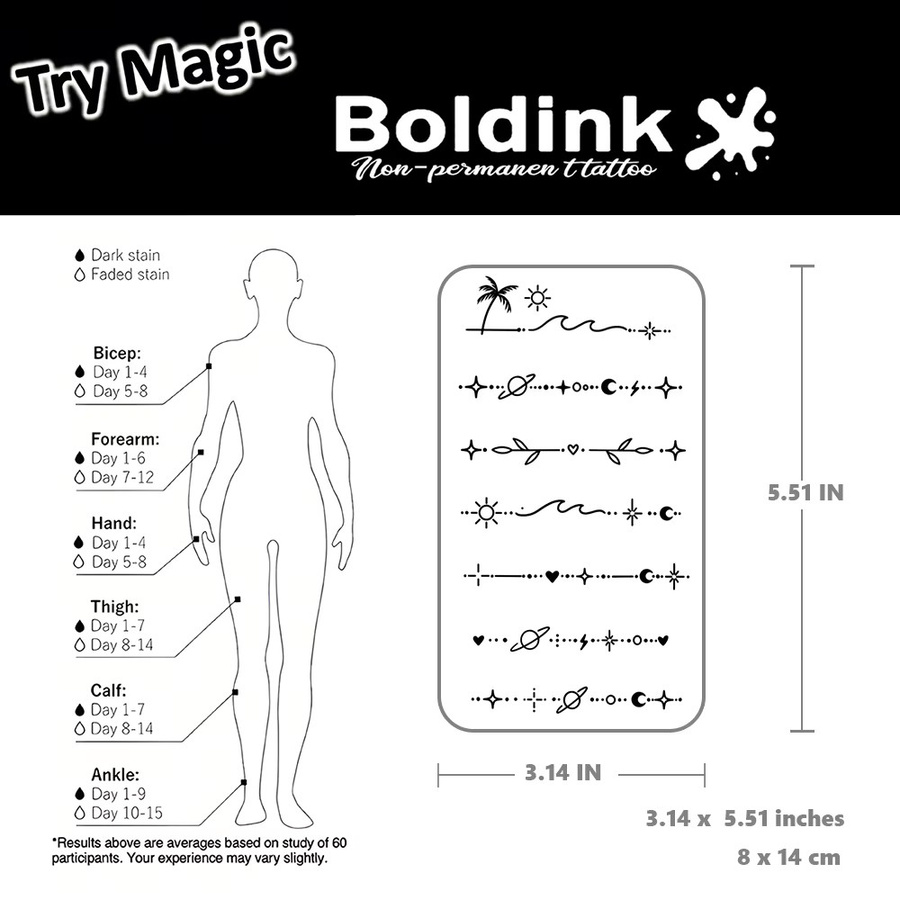 BOLDINK Bohemian Line Tattoo-Aufkleber, Unisex - Bild 3