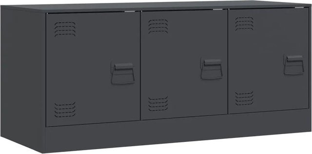 vidaXL TV-Schrank aus kaltgewalztem Stahl in Anthrazit matt, B/T/H: 99 x 39 x 44 cm - Bild 1