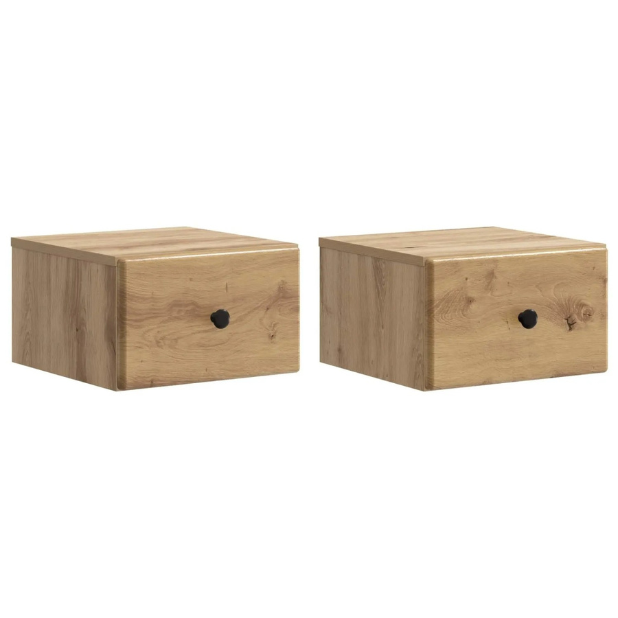 vidaXL Wandmontierter Nachttisch 2er Set Artisan-Eiche Braun B: 34,5 cm, T: 33 cm, H: 20 cm - Bild 2