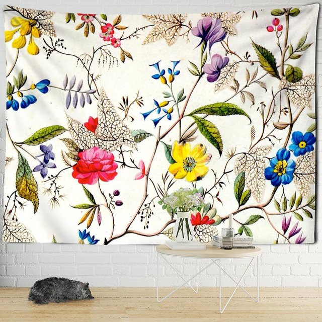 Wandteppich mit Ölgemälde-Wald-Motiv von Binchi Outdoor Equipment, 3D-Druck Landschaft im Boho-Stil, B: 320 cm, H: 182 cm - Bild 1