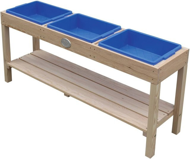 AXI Sand- und Wassertisch aus Hemlock-Holz in Naturbraun mit blauen Behältern, B/H/L: 124 x 50 x 27 cm - Bild 2