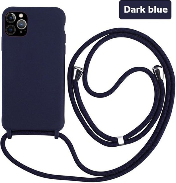 Crossbody Lanyard Silikonhülle für iPhone und Samsung Galaxy Modelle in Dunkelblau - Bild 1