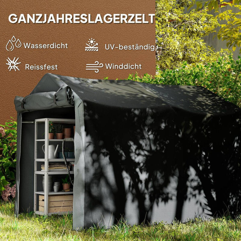 Outsunny Gerätezelt Schwarz B/H/L: 157 x 165 x 220 cm - Bild 5