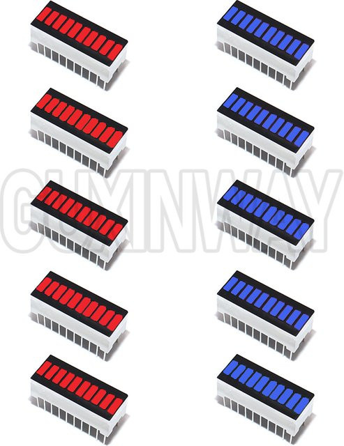 GUXINWAY 10-Segmentige LED-Balkendiagramm-Anzeige für Batteriestandsanzeige in Rot, Blau, Gelb und Grün für Arduino DIY - Bild 1