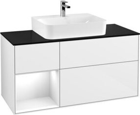 V&B Waschtischunterschrank Finion mit Wandbeleuchtung, Farbe Weiß lackiert, Breite: 120 cm, Tiefe: 50,1 cm, Höhe: 50,1 cm - Bild 1