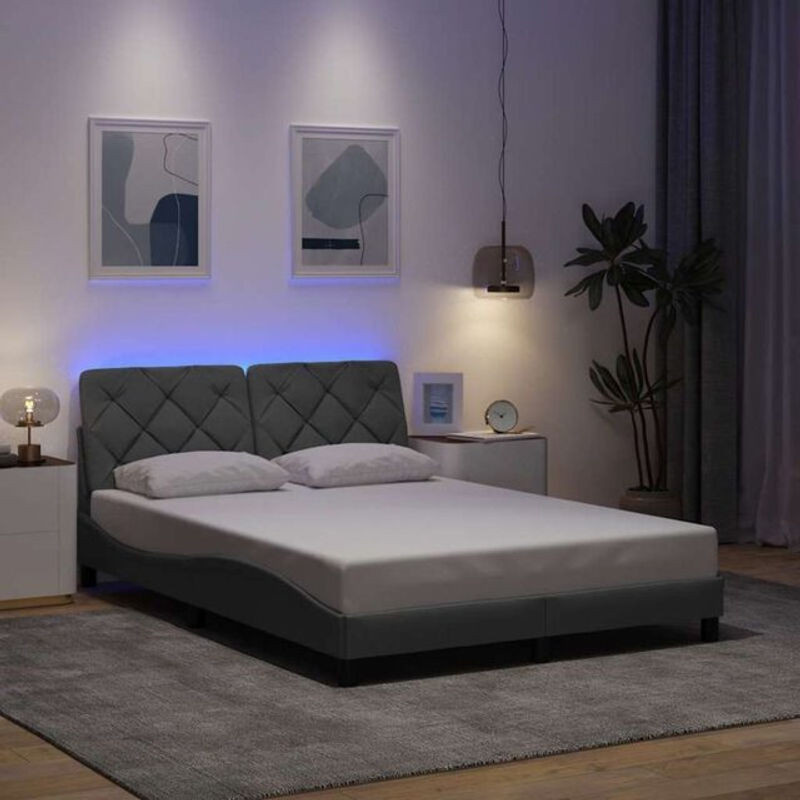 Modernes Polsterbett mit LED von vidaxl in Grau, B/T: 140 x 190 cm, ohne Matratze - Bild 1