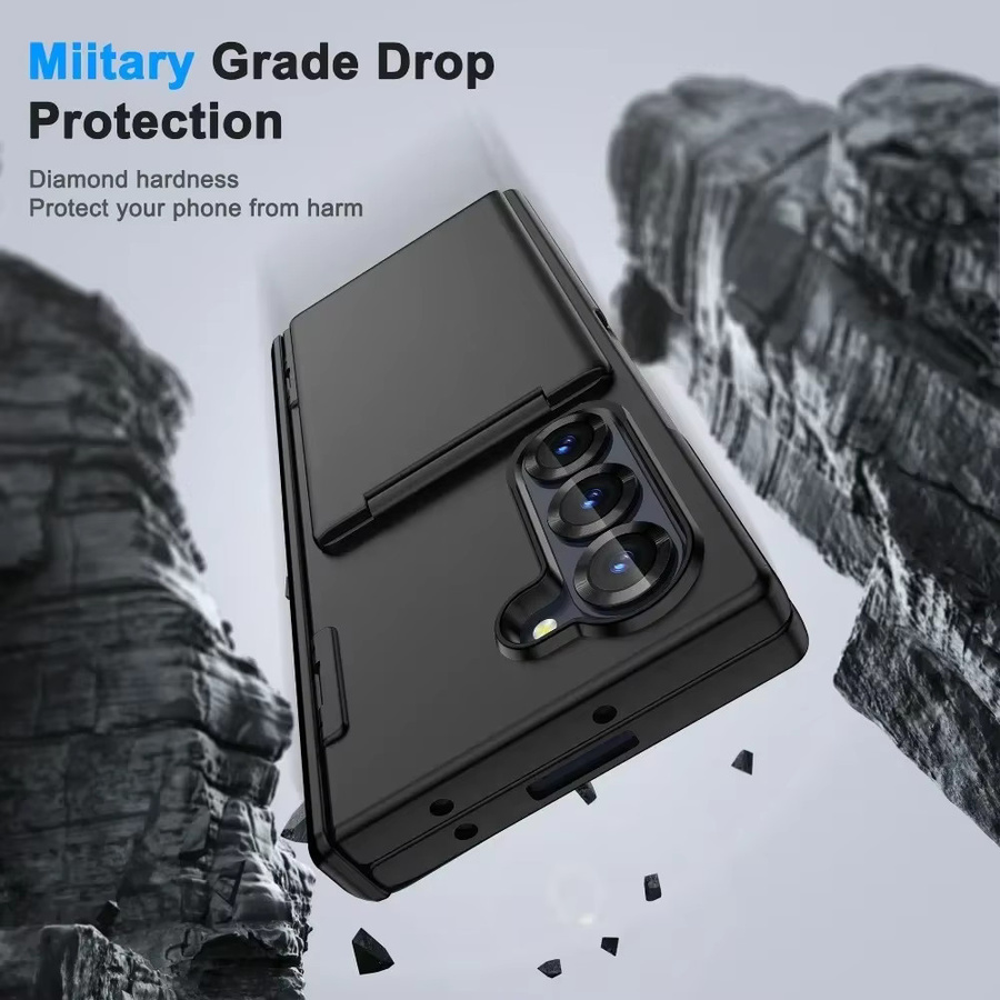 Matte Handyhülle mit Klapphalterung und Kartenfach für Samsung Galaxy Z Fold 7, Z Fold 6 und Z Fold 5 5G in Weiß - Bild 2