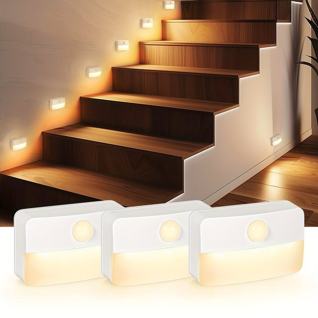 NEWBIRTH Kabelloses LED-Nachtlicht mit Bewegungsmelder, warmweiß, wiederaufladbar für Treppen, Flur und Schrank - Bild 1
