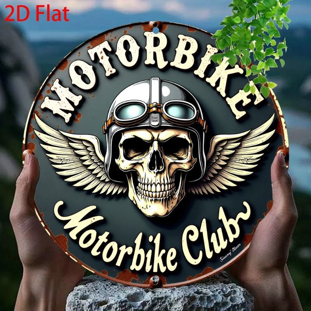 Retro-Motorrad-Club Metallschild von Potdemiel aus Aluminium in Mehrfarbig - Bild 1