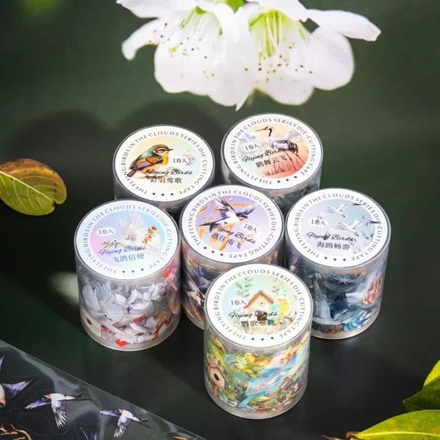 Leaffei Washi Tape Vögel in den Wolken PET-Hintergrundklebstoff, Multicolor, Breite: 4,5 cm, Länge: 2 m - Bild 1