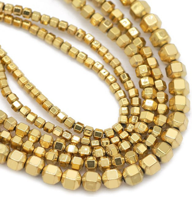 JHNBY Spacer Perlen, Hämatit Naturstein, Gold, Unisex - Bild 1
