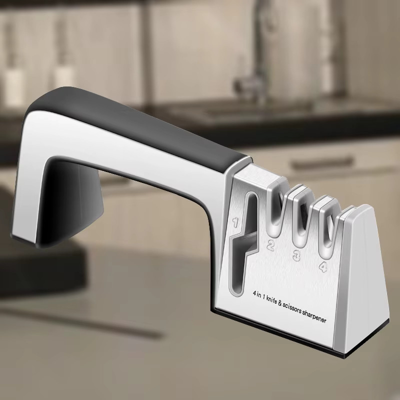 JYi 4-in-1 Messerschärfer in Silber für professionelle Edelstahlklingen - Bild 4