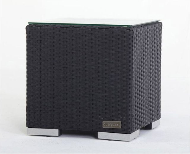 OUTFLEXX Beistelltisch aus Polyrattan mit Glasplatte, schwarz, B/T/H: 40 x 40 x 40 cm - Bild 1