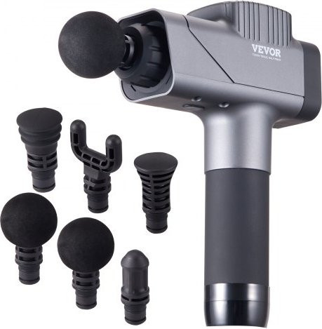 VEVOR Massage Gun Deep Tissue Percussion Muscle Massager in Grau mit 8 Geschwindigkeitsstufen, 6 Massageköpfen und 2500mAh Akku zur Schmerzlinderung und Muskelentspannung - Bild 1