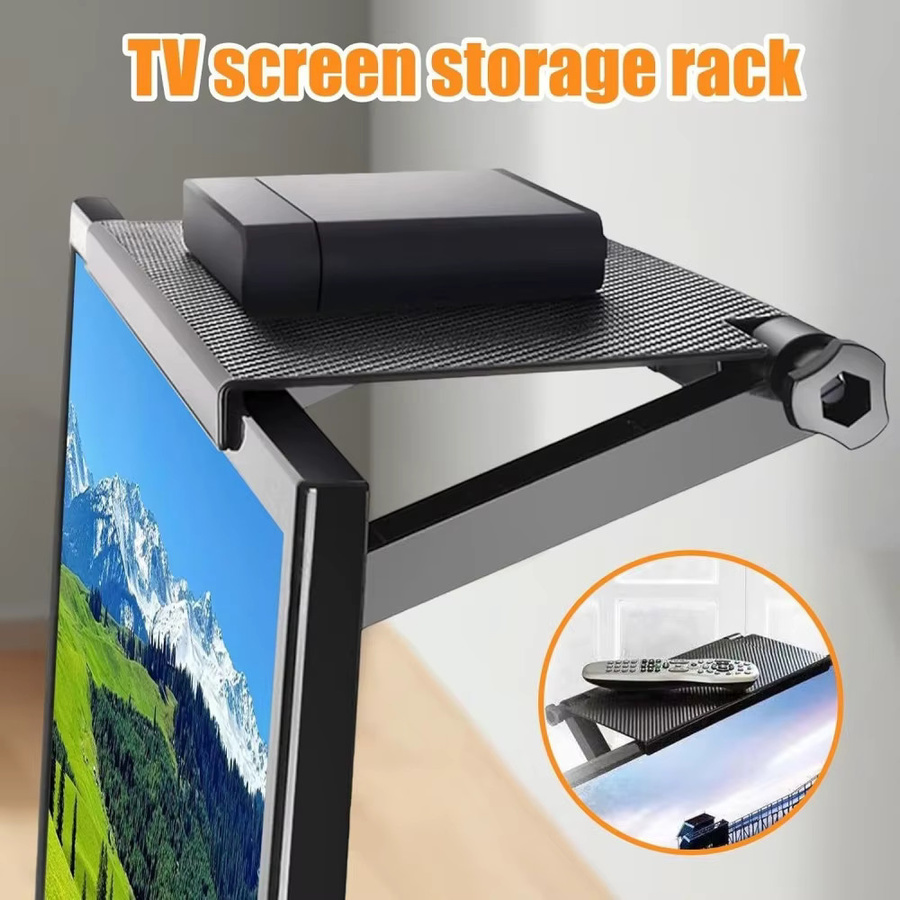 Multifunktionales Monitor-Regal aus Metall in Schwarz zur Aufbewahrung auf dem TV oder Computerbildschirm - Bild 4