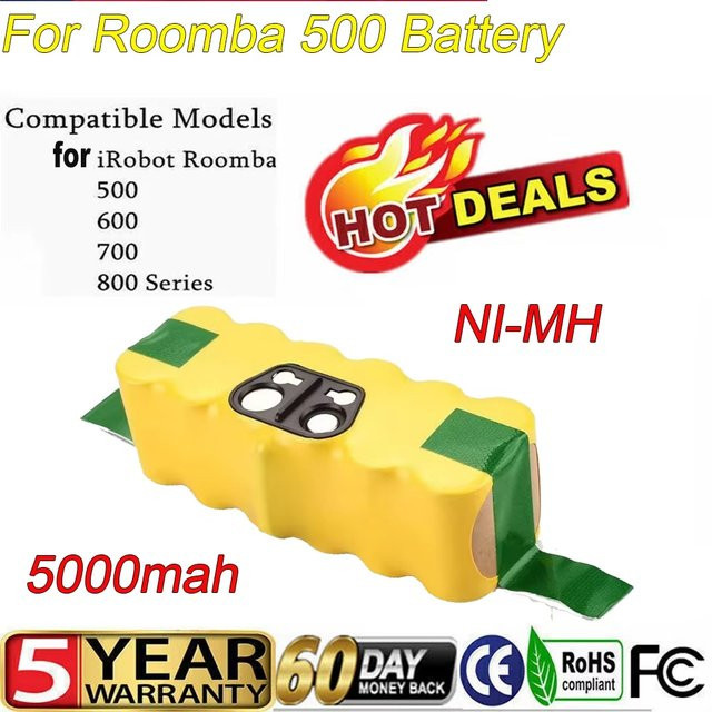 Bonacell Ersatzakku für iRobot Roomba 500 600 700 800 Serie, Li-Ion, 14,4 V, 5,0 Ah - Bild 1