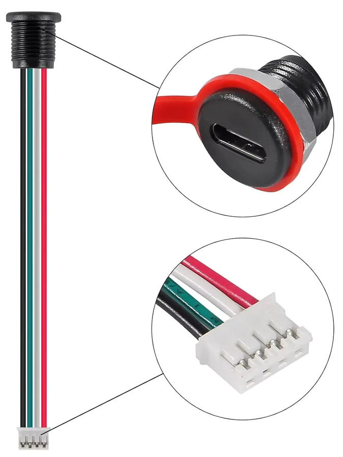 AOKIN 20 Stück USB-C Typ-C Chassis Buchse 4 Pin Wasserdichte Weibliche Lade Port Steckdose 3A - Bild 3