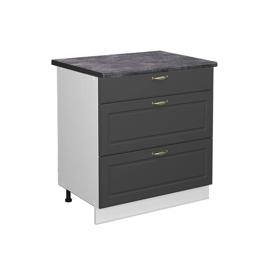 Vicco Küchenunterschrank Fame-Line in Anthrazit-Gold/Weiß mit 3 Schubladen, Breite: 80 cm - Bild 2