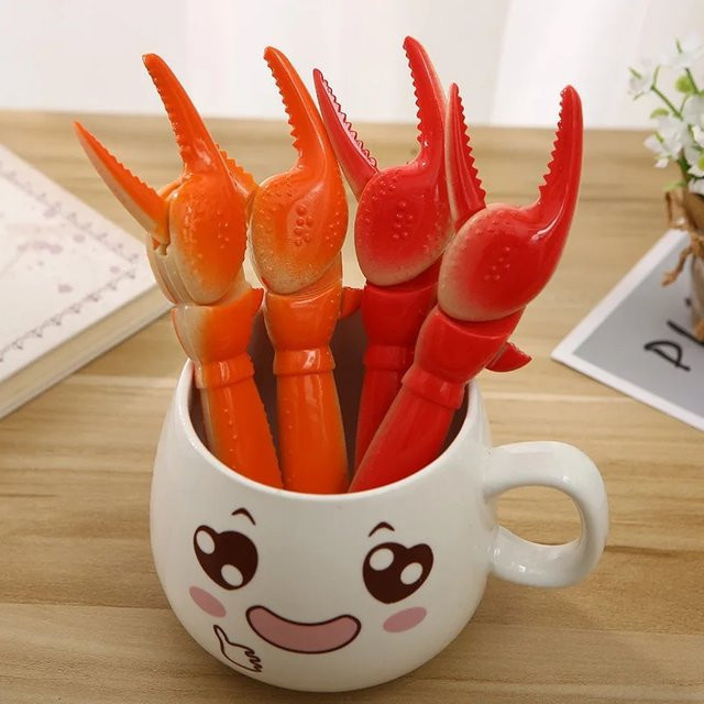 Niedlicher Kugelschreiber im Krabbenklauen-Design als kreativer Druckknopf-Stift aus Kunststoff - Bild 1