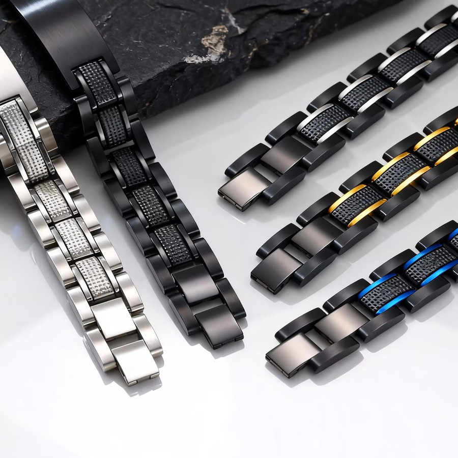 Uhrenarmband Edelstahl, Schwarz, Herren - Bild 1