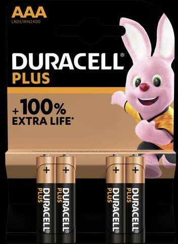Duracell Plus AAA Batterien Alkali-Mangan 1,5V, 4 Stück - Bild 1