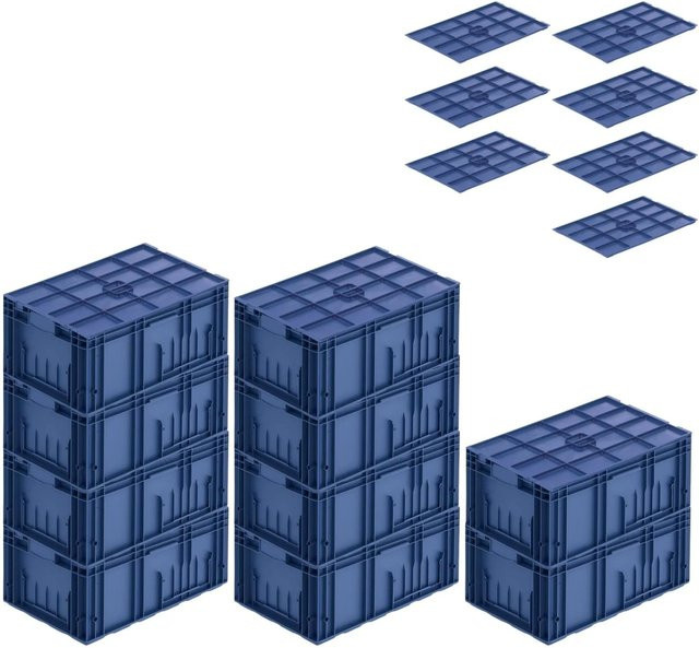 PROREGAL SparSet 10x VDA KLT Kleinladungsträger Transportbox mit Verbundboden und Auflagedeckel, Blau, H x B x T: 28 x 40 x 60 cm - Bild 1