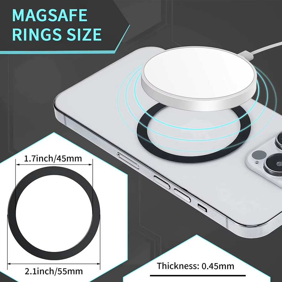 Magnetische Metallplatte Aufkleber in Schwarz für MagSafe Wireless Charger und iPhone 13 12 11 zur Nutzung als Auto Handyhalterung - Bild 3