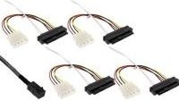 InLine Mini SAS HD Kabel SFF-8643 auf 4x SFF-8482 29-polig mit Strom in Schwarz, Länge: 0,5 m (27632A) - Bild 1