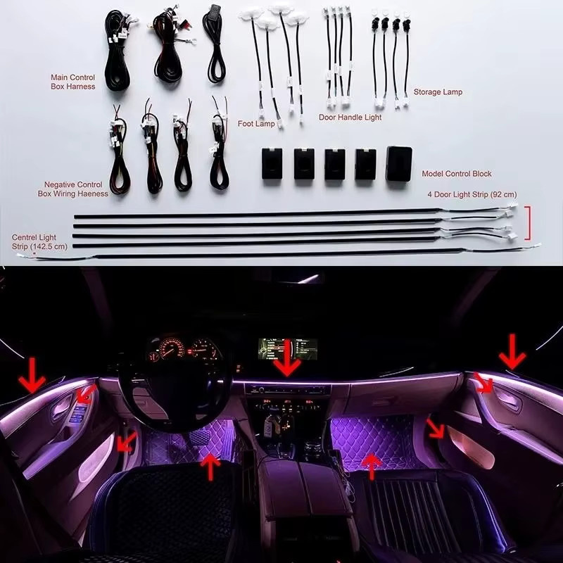 Universelle LED Auto-Innenbeleuchtung mit 64 Farben und RGB-Atmosphärenlicht für deine Fahrzeug-Dekoration - Bild 4