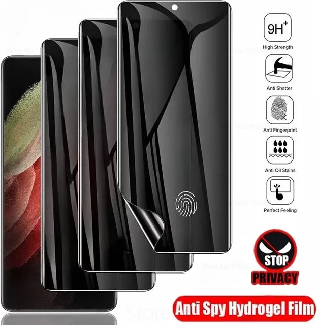 3er-Pack Anti-Spion Hydrogel-Schutzfolie für Samsung Galaxy S24 S23 S22 S21 S20 Ultra S10 S9 Note 20 10 transparent - Bild 1