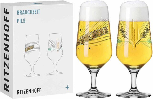 Ritzenhoff Biergläser Gerste Brauchzeit, 2er Set, transparent, 374 ml - Bild 1