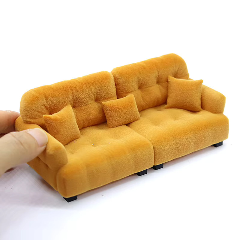 Puppenhaus Miniatur Puppe Beflockung Sofa Modell, Zubehör, 1-teiliges Set - Bild 2