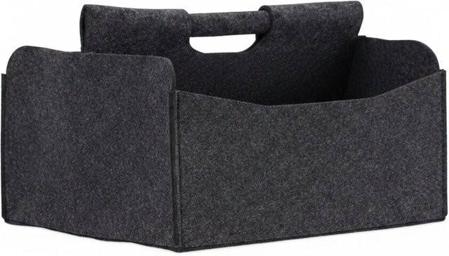 Relaxdays Zeitungskorb aus Filz in Anthrazit, faltbar, B/T/H: 22 x 32 x 29 cm - Bild 1