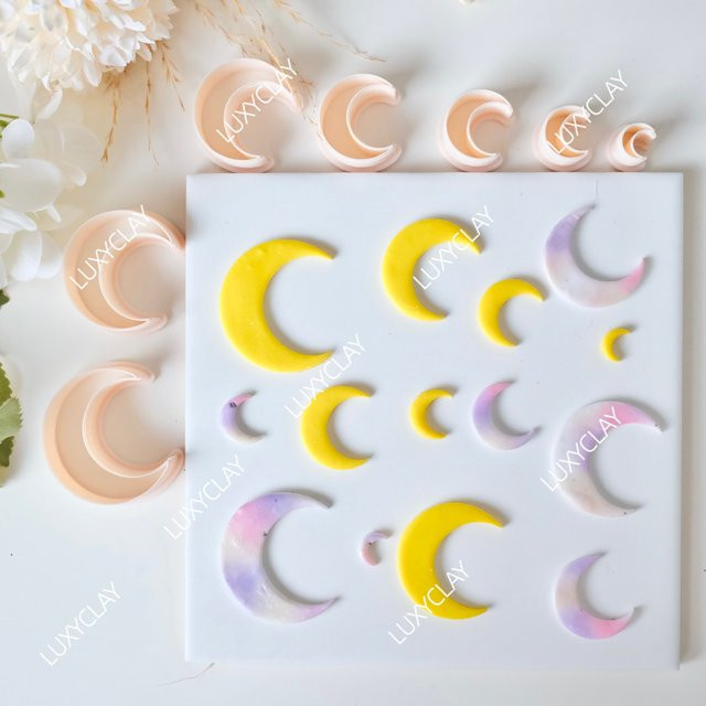 7-teiliges Set Mondförmige Polymer-Clay-Ohrring-Ausstecher aus Kunststoff für DIY Schmuckherstellung und Boho Anhänger - Bild 1