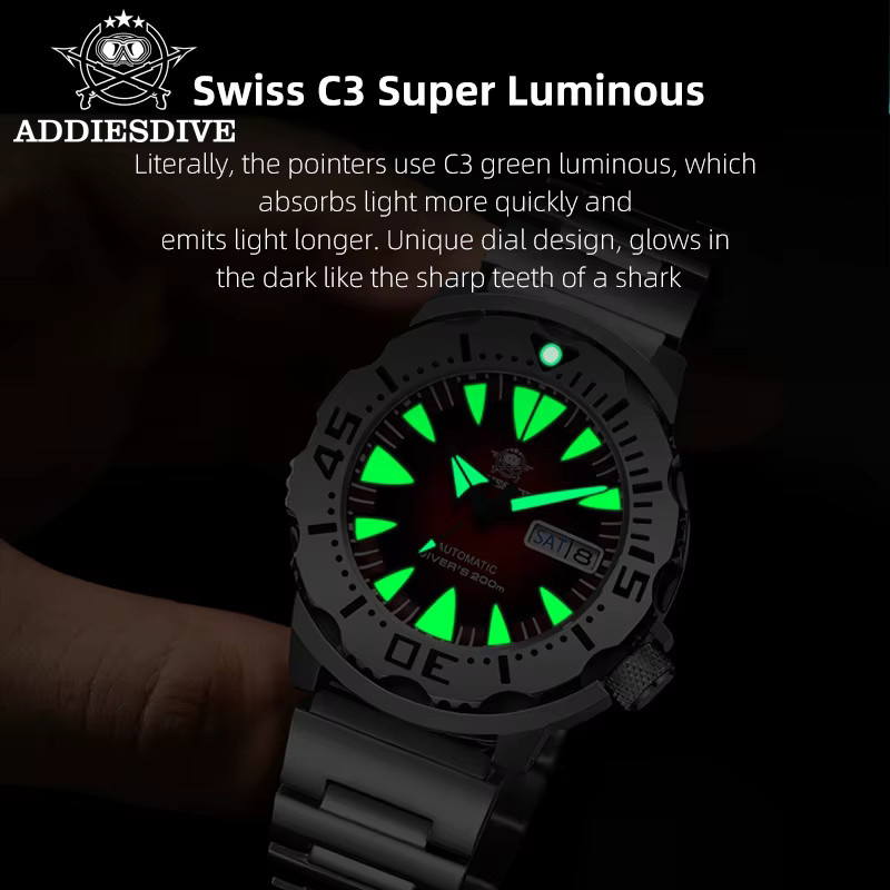 ADDIESDIVE Armbanduhr, Automatik, Edelstahl, Blau, Saphirglas, Herren - Bild 2