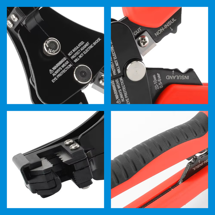 Multifunktionale automatische Abisolierzange in Schwarz für Kabel und Draht 8–18 AWG mit Crimpffunktion - Bild 5