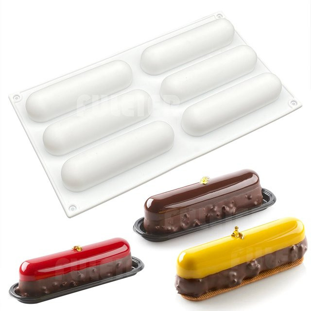 Fuleier Silikon Backform für Mousse, Dessert und Schokolade mit 3D-Streifen-Design, Weiß, B/T/H: 29,5 x 6,0 x 2,5 cm - Bild 1