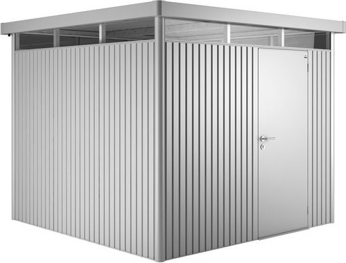 Biohort HighLine Gerätehaus aus Metall mit Einzeltür und Satteldach in Silber Metallic, B/T/H: 275 x 275 x 222 cm - Bild 2