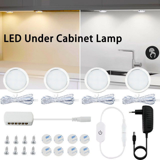 YSRSAI Runde LED Unterbauleuchte 12V mit dimmbarer Touch-Sensor-Schaltung in Weiß und Warmweiß - Bild 1