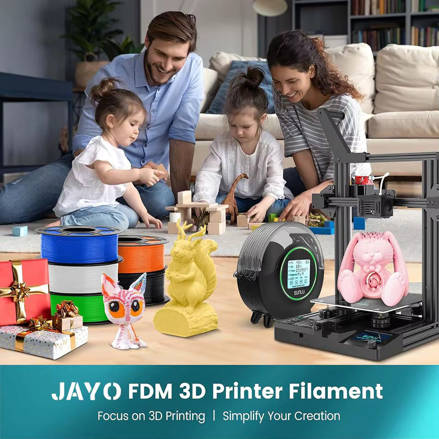 JAYO 3D-Drucker-Filament Set aus PLA/PLA Plus/PETG, 1,75 mm, 3 Rollen in Schwarz, Weiß und Grau - Bild 3