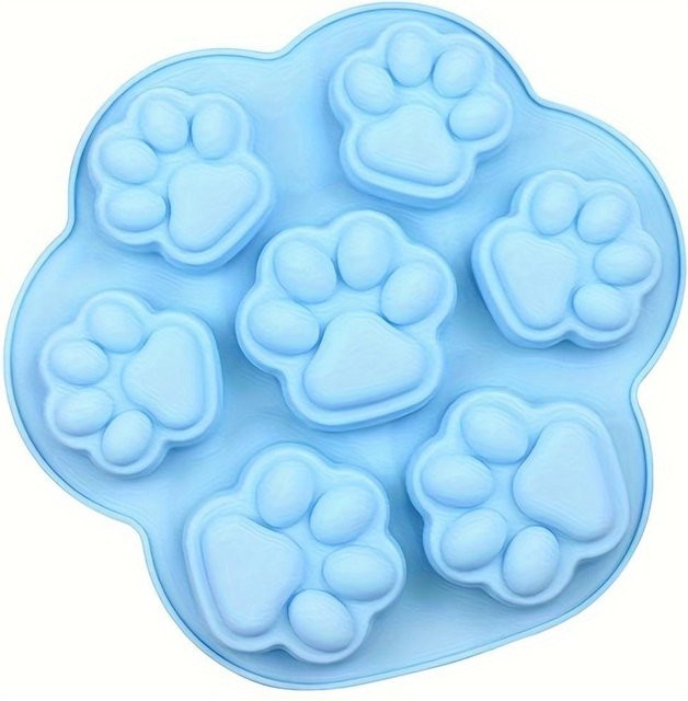 Silikonform mit Hunde- und Katzenpfoten-Design in Blau für Eiswürfel, Seife und Bastelarbeiten - Bild 1