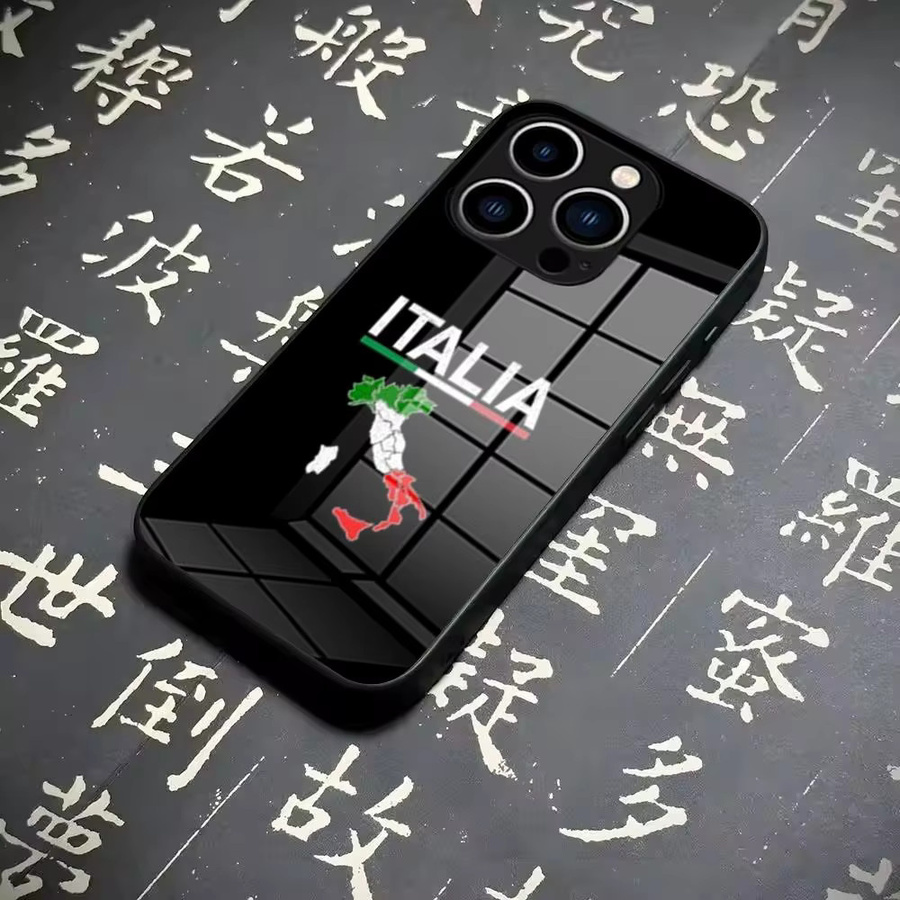 Handyhülle mit Italien-Flagge aus gehärtetem Glas für iPhone und Samsung Galaxy Modelle, Multicolor und Schwarz - Bild 2