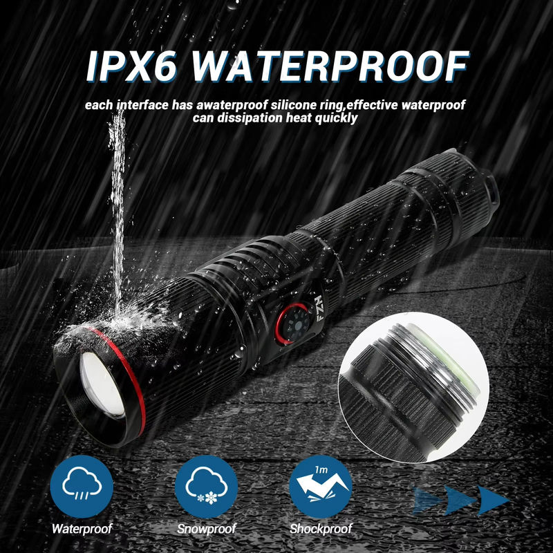 Heinast LED Taschenlampe mit Zoom und wiederaufladbarem Akku, Schwarz, ideal für Outdoor und Camping - Bild 6