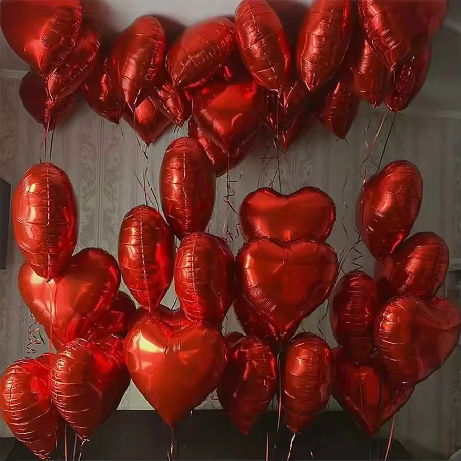 10 Stück rote herzförmige Folienballons von LQVYI für Valentinstag, Hochzeit oder Verlobung, Durchmesser: 45,72 cm - Bild 3