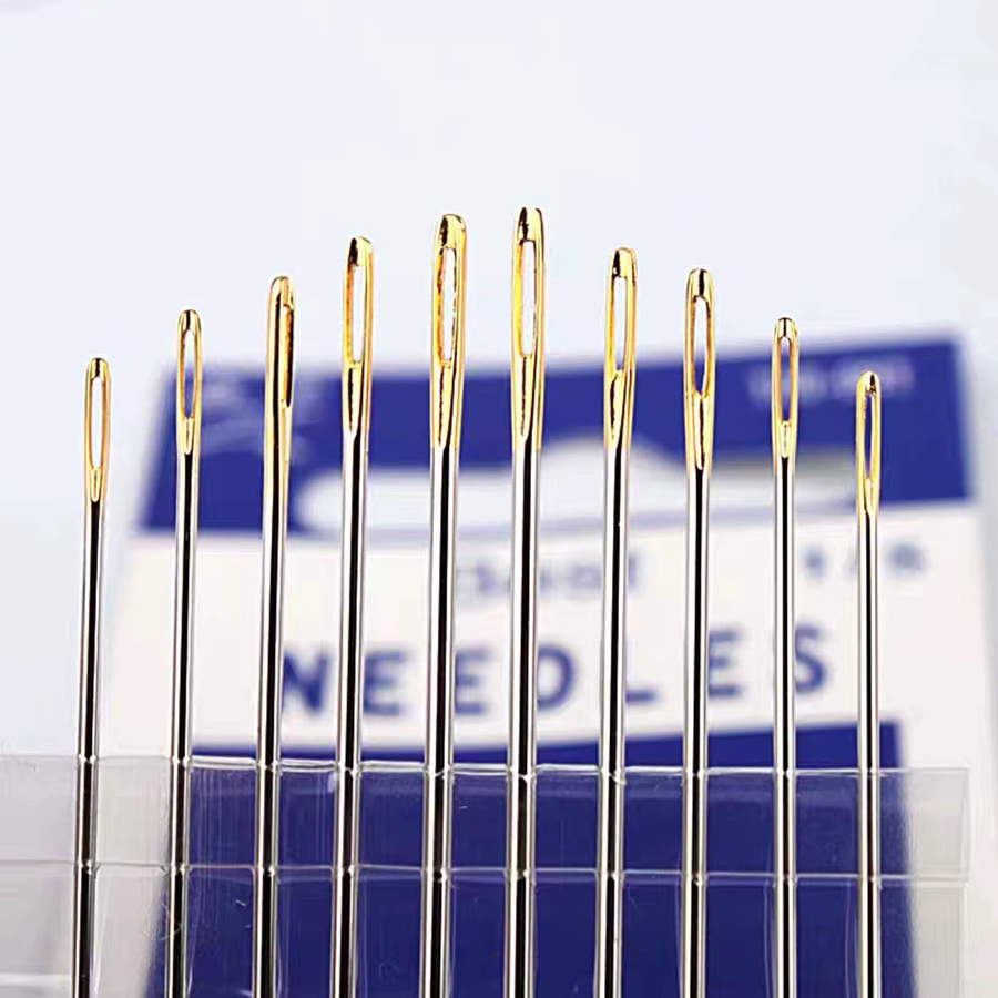Handgefertigte Sashiko-Sticknadeln aus Metall mit goldenem Griff für japanische Handnäharbeiten - Bild 2
