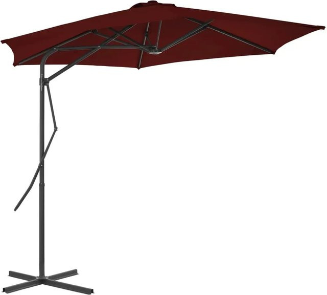 furnicato Sonnenschirm mit Stahlmast in Bordeauxrot aus Polyester, B: 300 cm, T: 230 cm - Bild 1