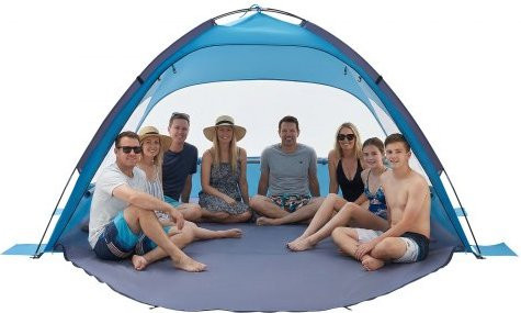 VEVOR Strandzelt Sonnenschutz für 8 Personen mit UPF 50+ Schutz, tragbares Sonnendach mit Tragetasche und Sandtaschen für Camping, Angeln und Picknick - Bild 1