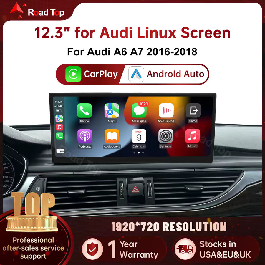 RoadTop 12,3 Zoll Wireless CarPlay Multimedia Linux Touchscreen für Audi A6 A7 2016-2018 MHI2 MIB2 in Schwarz - Bild 2
