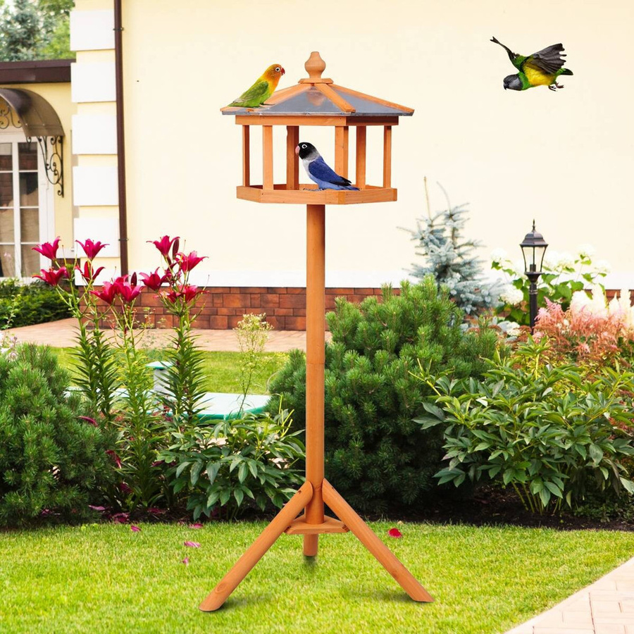 PawHut Vogelhaus aus Tannenholz mit Blechdach in Braun und Beige - Bild 3