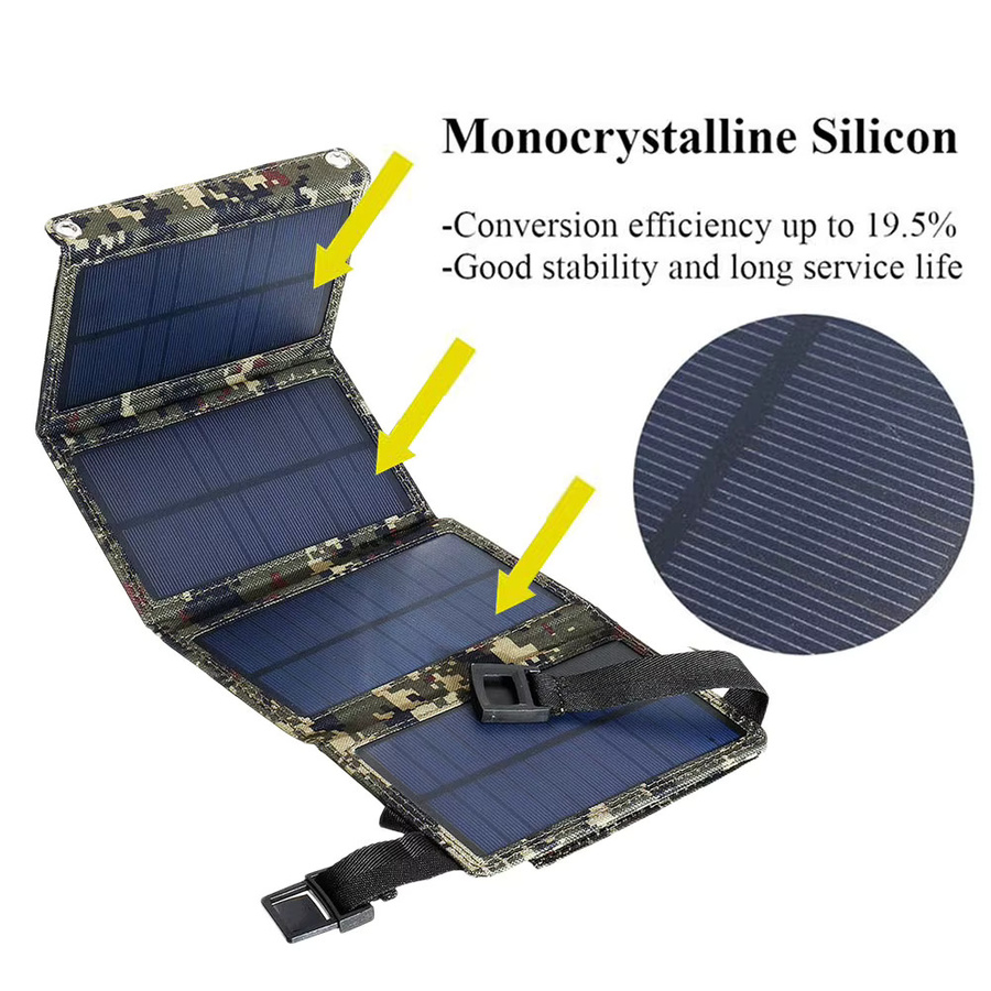 SNQP Faltbares Solarpanel-Set 20 W, IP65 wasserdicht, Solarladegerät mit USB 5 V Ausgang in Schwarz - Bild 3